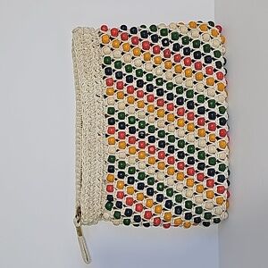 Madewell The Wooden Beaded Crochet Pouch Clutch Bag